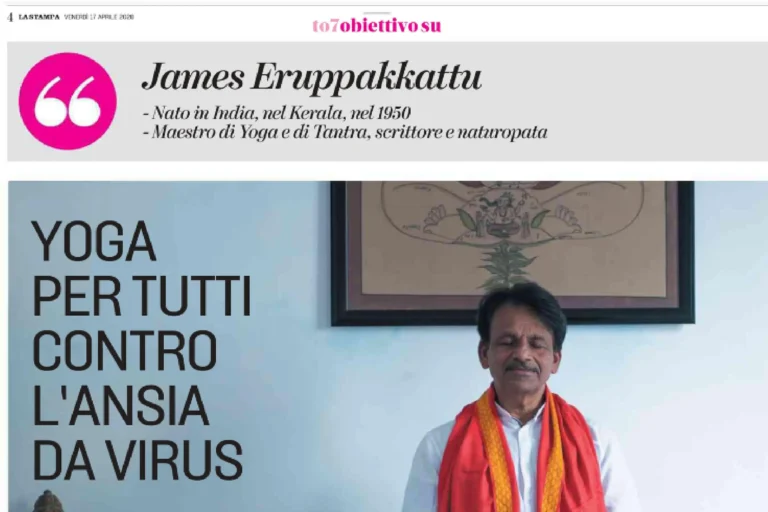 Articolo su La Stampa con James Eruppakkattu sullo yoga come rimedio contro l’ansia durante la pandemia.